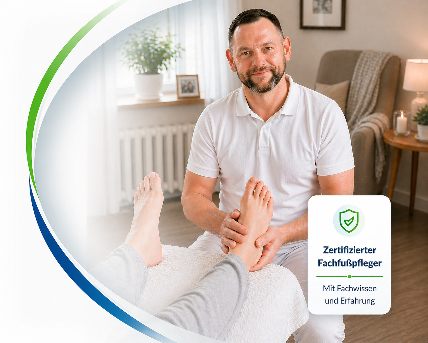 Mobiler Fußpfleger von Fußpflege Elbflorenz bei einer professionellen Fußpflege im Hausbesuch in Freital, Dresden und Umgebung